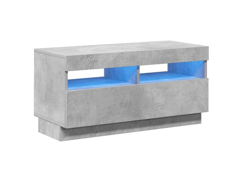  Meuble tv - banc tv - meuble de rangement avec lumières led gris béton 80x35x40 cm  - Conforama A
