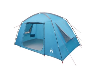 Tente de camping, tente cabane 4 personne bleu polyester