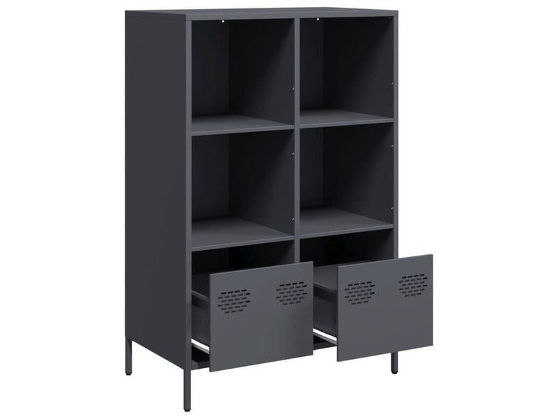  Buffet haut - bahut - meuble de rangement anthracite 68x39x103,5 cm acier  - Conforama D