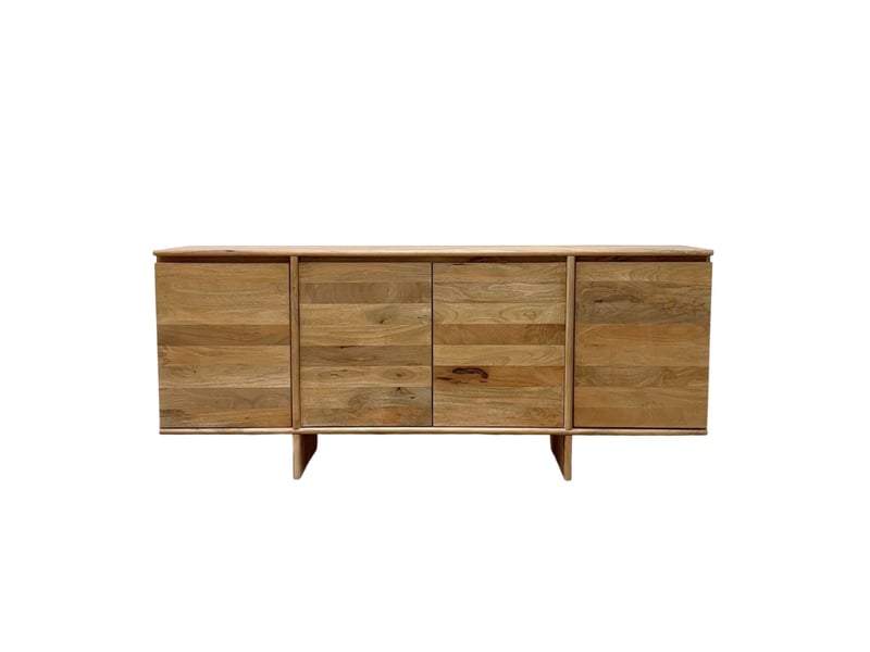  Buffet à 4 portes en bois de manguer masif naturel avec pieds en bois  - Conforama A