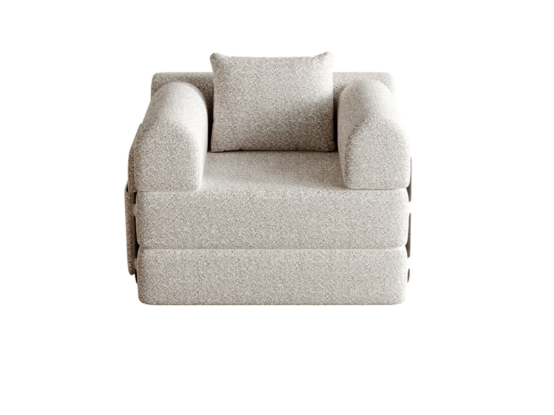  Canapé-lit 2-en-1 kaki en chenille, rangement dans l’accoudoir, 3 cadres métalliques, base antidérapante modulable  - Conforama A