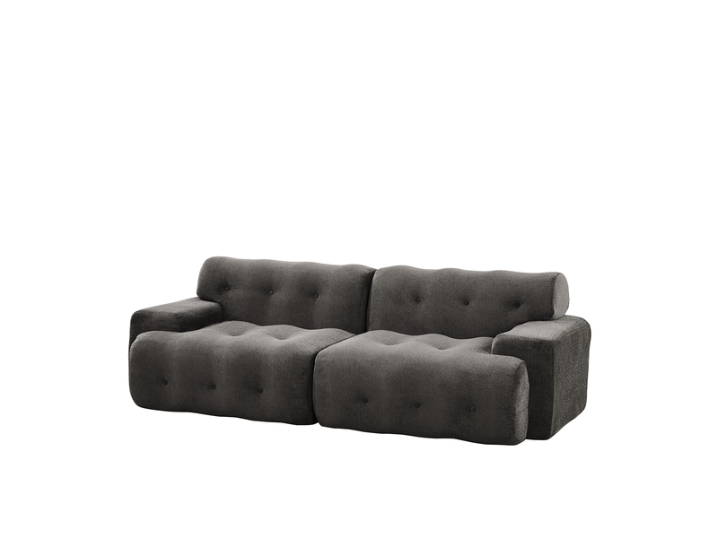  Canapé effet nuage modulable 2 places 224x104x66 cm, assise profonde 68 cm, larges accoudoirs, sans montage, base antidérapante, chenille gris  - Conforama A