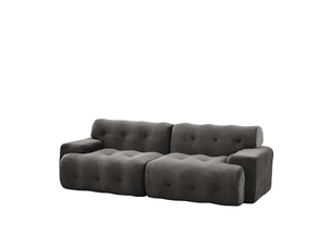 Canapé effet nuage modulable 2 places 224x104x66 cm, assise profonde 68 cm, larges accoudoirs, sans montage, base antidérapante, chenille gris