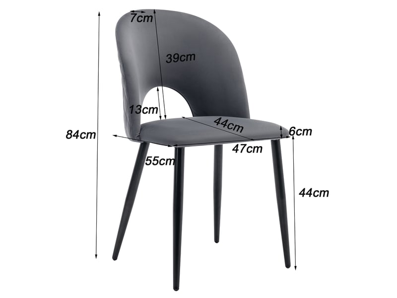  Chaise de salle à manger (2 pcs), en velours structure en métal,pieds réglables,motif diamant à l'arrière,gris chaise gris - Conforama D