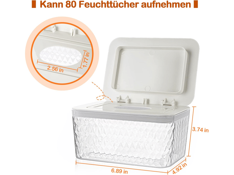  Boîte à lingettes humides, pour lingettes de soins, avec couvercle, mallette de rangement pour la maison et le bureau, blanche  - Conforama B