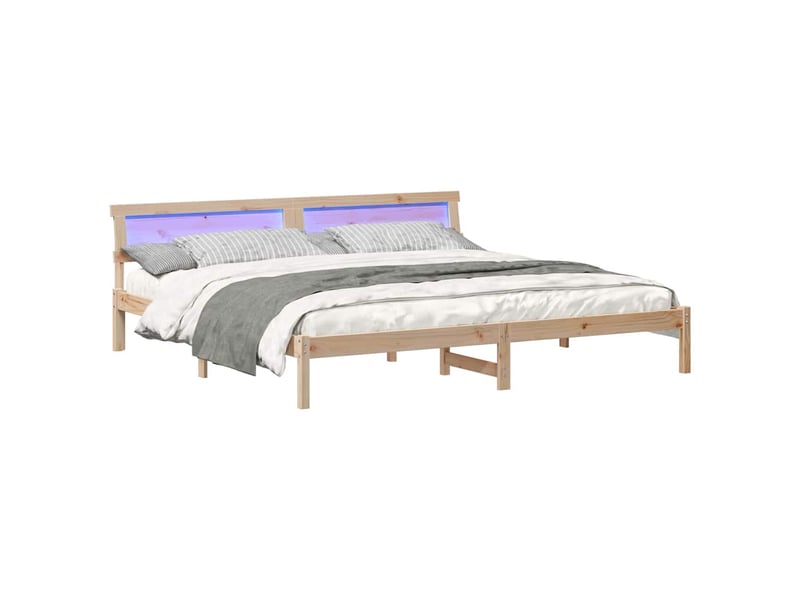  Lit double- lit adulte -  cadre de lit marron 200 x 200 cm bois massif en pin  - Conforama B