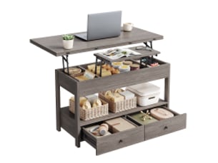 Table basse rectangulaire coloris gris <strong>HAVENLYHOME</strong> <strong></strong> - 100 cmx50 cm