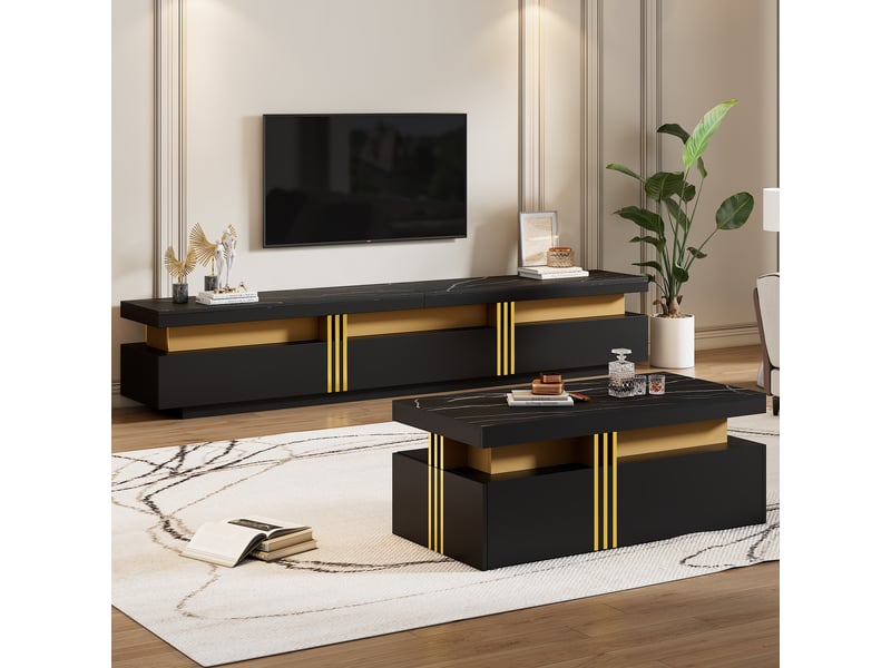  Table basse de salon, pour salon, coloris noir, pour maison et appartement, mobilier fonctionnel pour intérieur, pour usage quotidien  - Conforama R