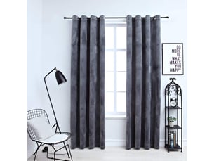 Lot de 2 rideaux occultants, rideaux black-out et anneaux velours anthracite 140x175cm cf44914