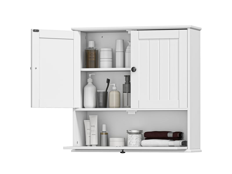  Armoire murale salle de bain blanche, étagère réglable, double porte, 60 x 19,5 x 60 cm  - Conforama A