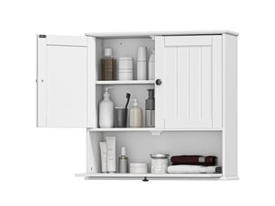 Armoire murale salle de bain blanche, étagère réglable, double porte, 60 x 19,5 x 60 cm