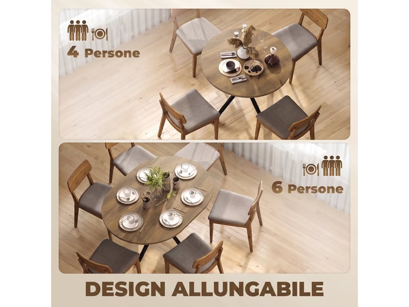  Tavolo da pranzo allungabile 4-6 posti con allunga a farfalla, base a x marrone  - Conforama D
