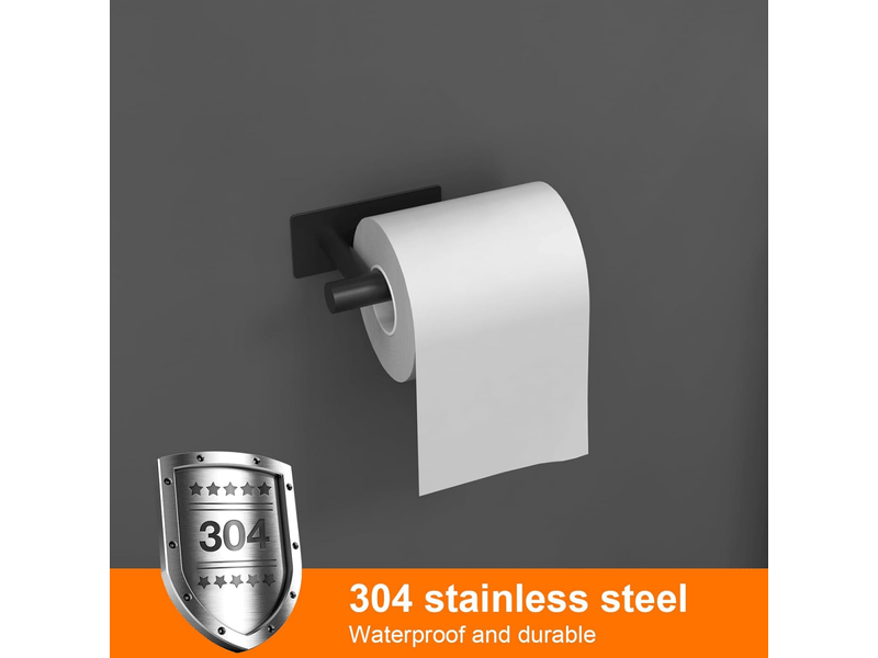  Support papier toilette mural, 304 acier inoxydable porte rouleau toilette, sans perçage porte-papier hygiénique autocollant, noir  - Conforama B