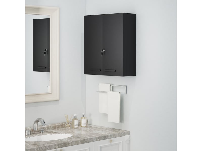  Armoire à pharmacie verrouillable à 2 portes et 6 étagères, noire  - Conforama D