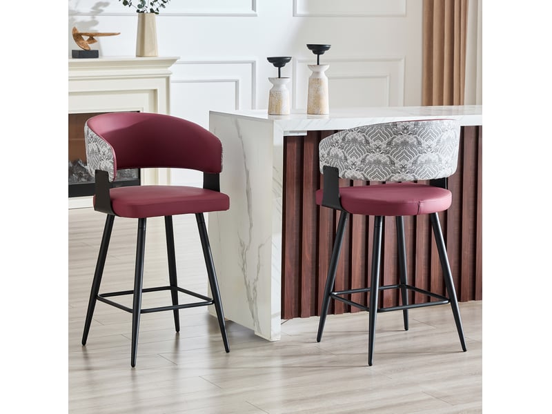  Chaise de salle à manger 46x47x94,5 cm avec dossier et accoudoirs lot de 2 polyuréthane (pu) rouge  - Conforama C