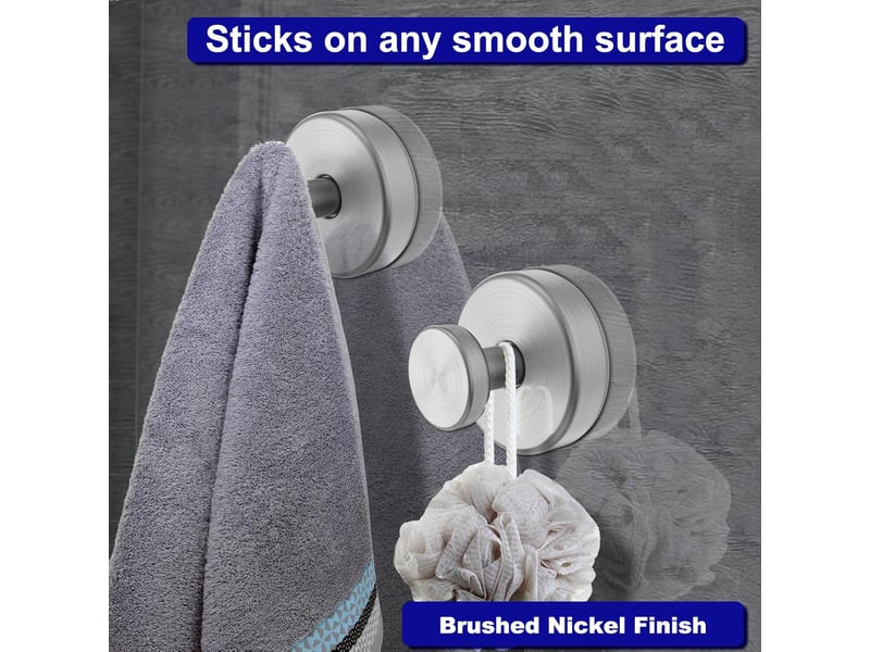  Crochets à ventouse de douche pour mur de porte en verre de fenêtre de salle de bains, paquet de 4, argent, gris - cc005591zls CC005591ZLS - Conforama E