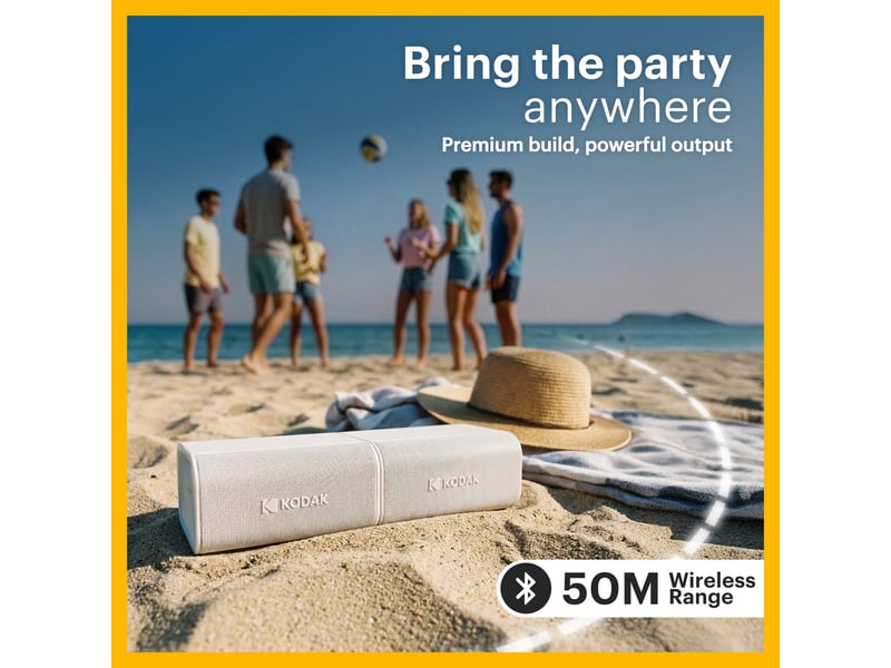 Kodak soundbrix plus enceintes bluetooth magnétiques (lot de 2) duo emboîtable 80w rms - son stéréo - brixlink - portée 50m - recharge usb-c - glacier white  - Conforama C