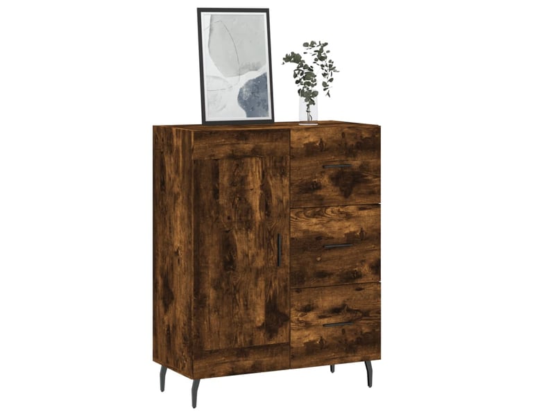  Buffet - bahut - meuble de rangement chêne fumé 69,5x34x90 cm bois d'ingénierie  - Conforama C