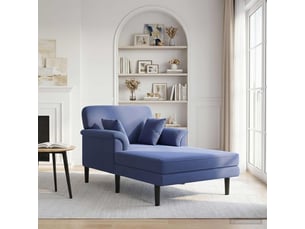 Chaise longue, chaise de salon bleu police velours cf28537