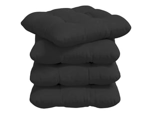 Lot de 4 coussins de siège, coussins décoratifs tissu en microfibre noir 40 x 40 cm cf59972