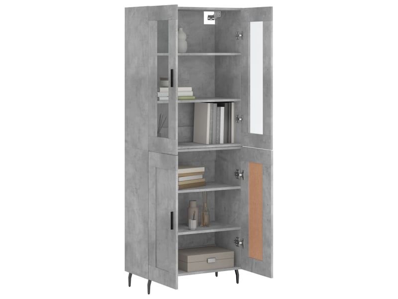  Buffet haut - bahut - meuble de rangement gris béton 69,5x34x180 cm bois d'ingénierie  - Conforama C