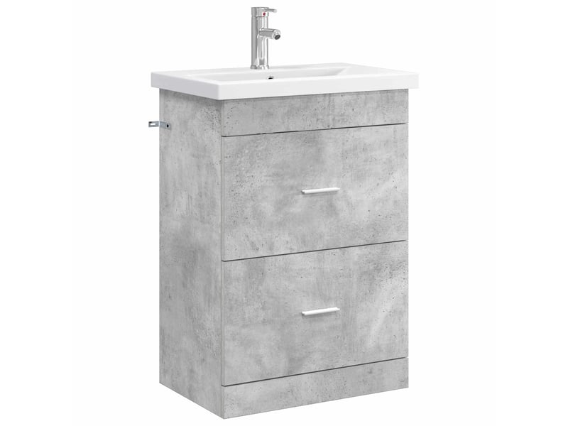  Ensemble de mobilier de salle de bain gris béton shl6242  - Conforama A