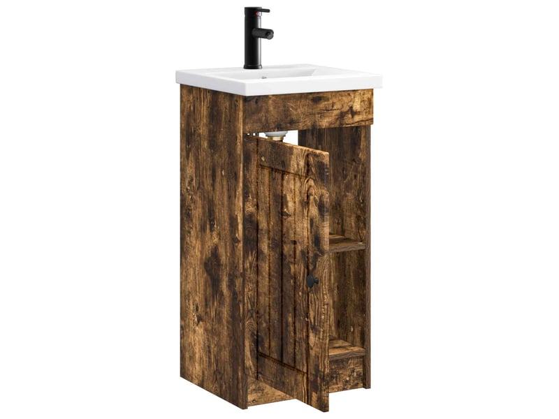  Meuble de salle de bain avec évier chêne fumé 42x40x84.5 cm shl9705  - Conforama D