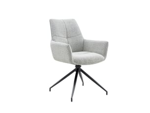 Chaises pivotantes 360° – lot de 2, tissu beige clair, pieds noirs en métal – confort et style moderne