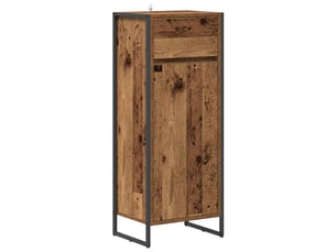 Cabinet de salle de bain, meuble de rangement bois ancien 40x30x100 cm