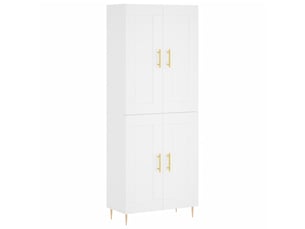 Buffet haut - bahut - meuble de rangement blanc 69,5x34x180 cm bois d'ingénierie