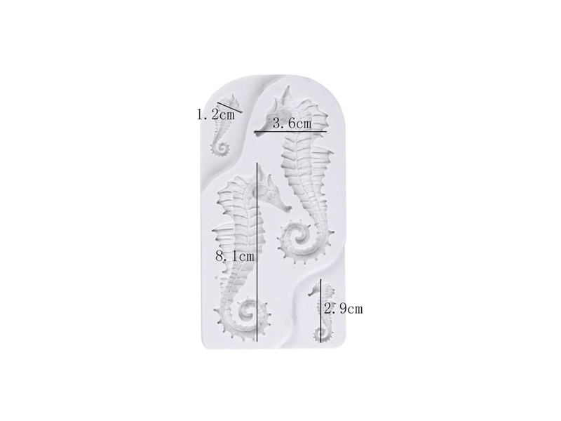  Moule en silicone pour fondant, gâteau, chocolat, biscuits, bonbons, pâtisserie, outil de cuisine, décoration de fête, motif hippocampe - grey silver  - Conforama B