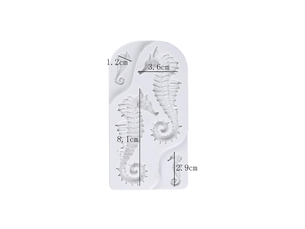 Moule en silicone pour fondant, gâteau, chocolat, biscuits, bonbons, pâtisserie, outil de cuisine, décoration de fête, motif hippocampe - grey silver