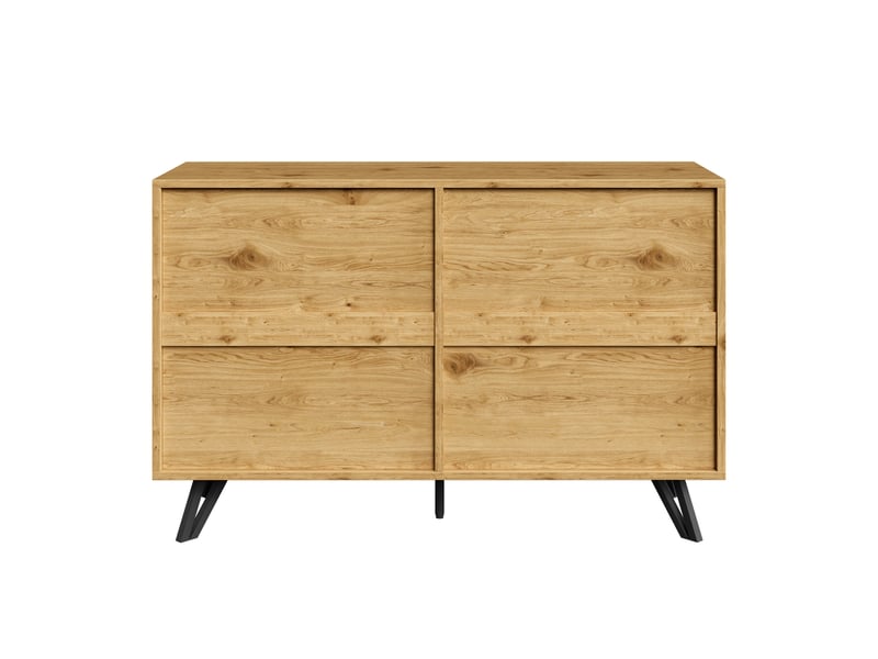  Buffet 120x40x75,5 cm avec 6 tiroirs, finition effet bois et pieds métalliques, grand espace de rangement  - Conforama D