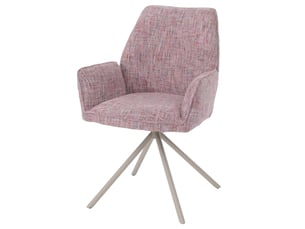 Chaise de salle à manger hwc-g67, chaise de cuisine, pivotante, position automatique, métal, chenille (410 gm²) - piètement crème, rose