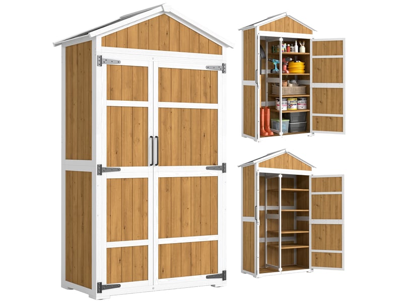 Armoire de jardin 2 portes en bois de sapin et métal 105 x 55 x 179 cm  - Conforama B