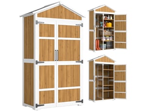 Armoire de jardin 2 portes en bois de sapin et métal 105 x 55 x 179 cm