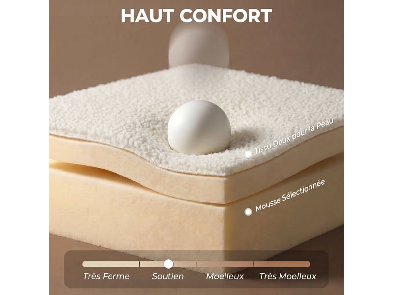  Fauteuil d'appoint en tissu bouclette blanc et métal 54x72,5x78 cm  - Conforama E