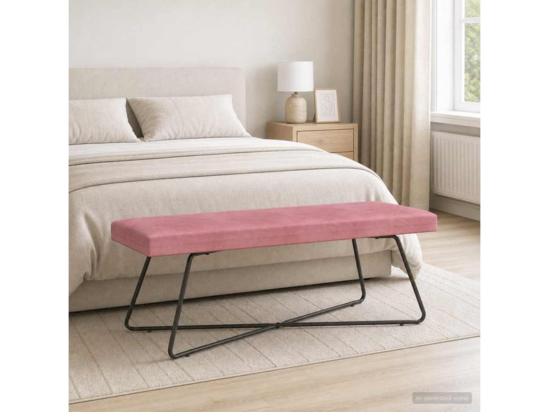  Banc chambre, banc de lit rose 110x40x45 cm velours  - Conforama B