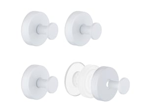 Crochet ventouse salle de bain 4 pièces, sans perçage, acier inoxydable, réutilisable, pour serviette, cuisine (blanc