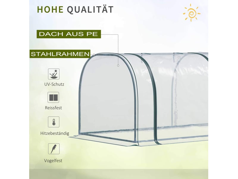  Serre tunnel transparente 350 x 100 x 80 cm en pvc avec porte enroulable, structure en acier  - Conforama D