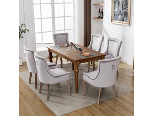 Lot de 6 chaises de salle à manger en velours gris avec accoudoirs evryae