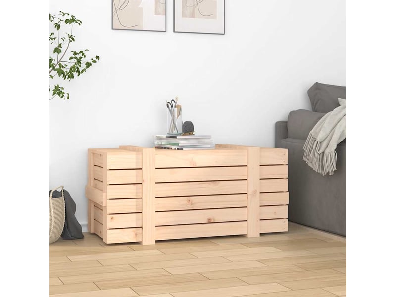  Boîte de rangement, coffre de rangement 91x40,5x42 cm bois massif de pin  - Conforama C