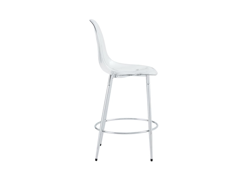  Lot de 2 tabourets de bar,48,5x48,5x102 cm,pet transparent et métal,argenté  - Conforama D