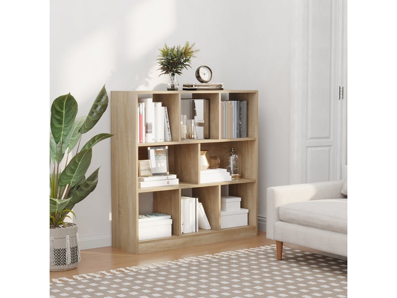  Bibliothèque autoportante, 8 étagères, 97,5 x 30 x 100 cm, aspect chêne  - Conforama C