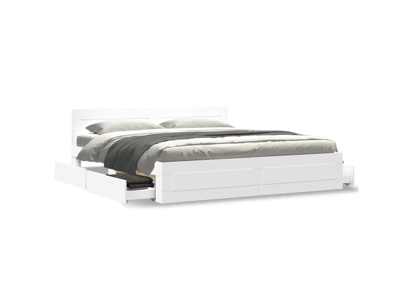  Lit double- lit adulte -  cadre de lit avec tête de lit sans matelas blanc 200x200 cm  - Conforama C
