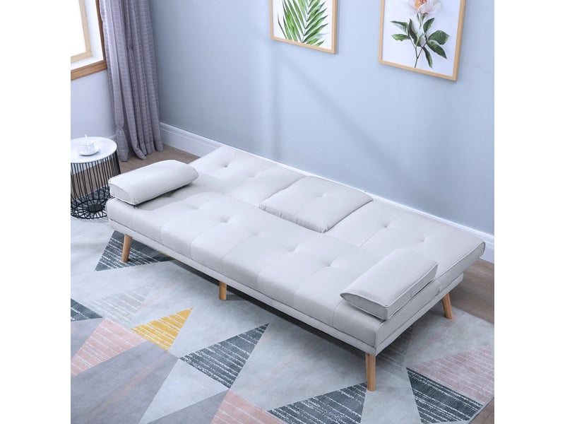 Canapé convertible, canapé-lit, gris clair, en lin, 3 places, 181 x 77 x 72 cm - Conforama W