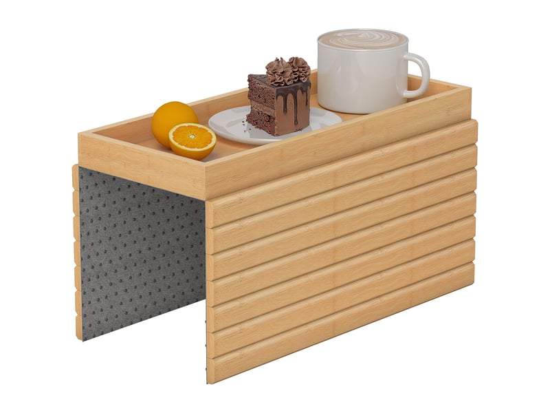  Plateau d'accoudoir de canapé pliable en bambou 45 x 33,5 x 3 cm  - Conforama B