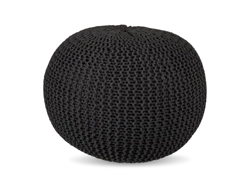  Pouf tricoté décoratif design bohème salon 33 x 46 cm en coton beige 13_0017866  - Conforama A