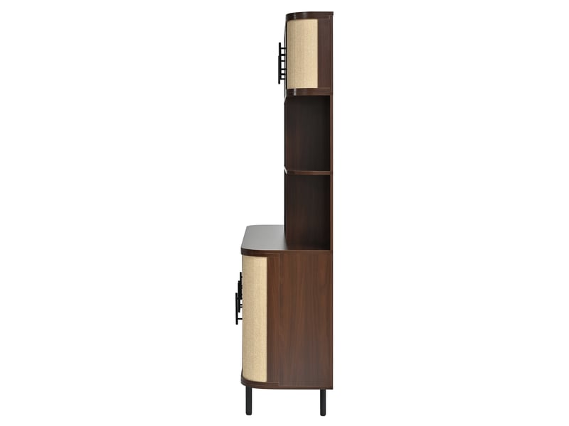  Buffet moderne 8 portes meuble de rangement mdf couleur noyer noir pieds métal 120x20x180 cm  - Conforama E