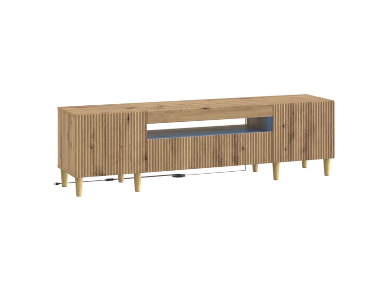  Meuble tv - banc tv - meuble de rangement led chêne artisanal bois d'ingénierie  - Conforama A